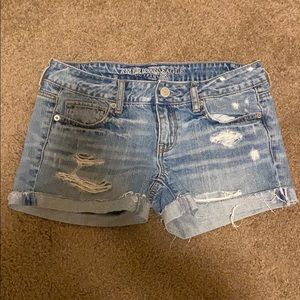 American Eagle light wash ripped shorts